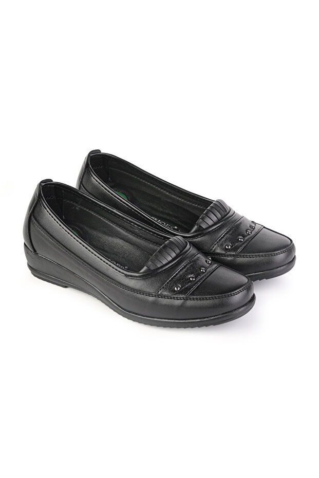 Women's Genuine Leather Lined Heel Gel Classic Mother Shoes