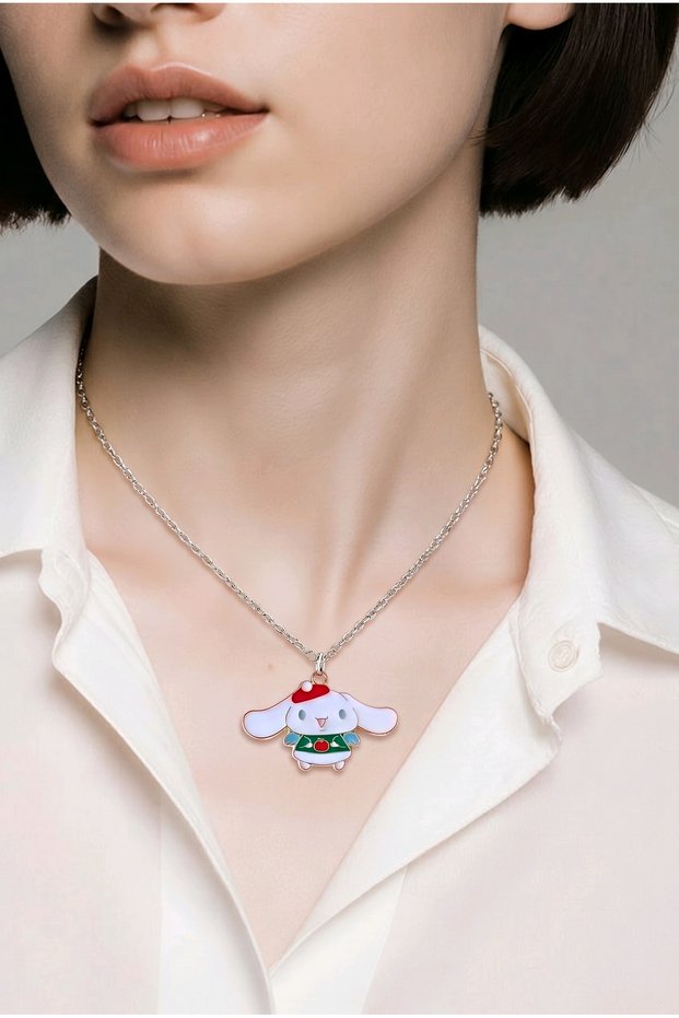 Cinnamoroll Figured Gold Color Chain Enamel Women's and Girls' Necklace
