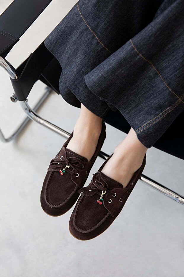 Mote Women's Genuine Leather Suede Ballerinas Brown