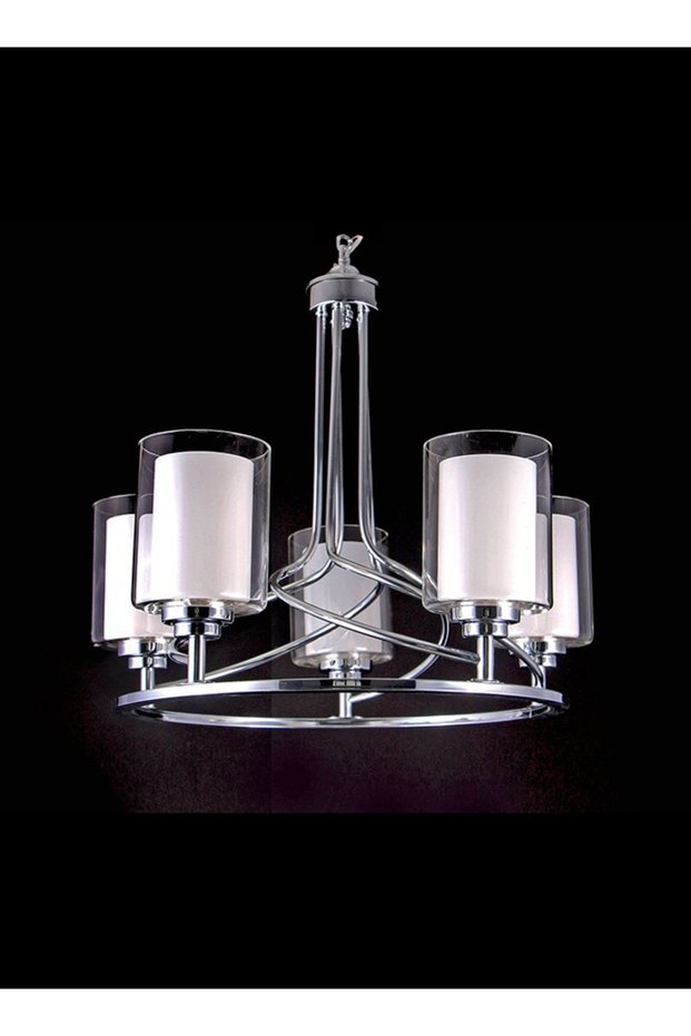 Modern Lighting, Chandelier, Light, Silver Color, 110x54x50 cm, Fancy metal & glass chandelier, Suitable for bedroom and living room, Two layer glass
