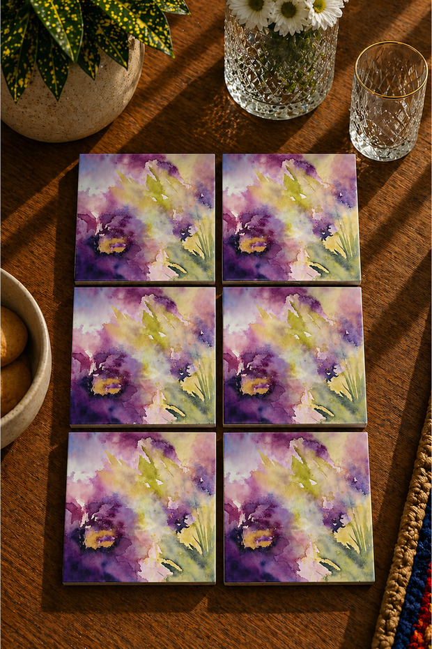 Abstract Design Modern Set of 6 Coasters - Uv Printing Mdf - 10X10 cm