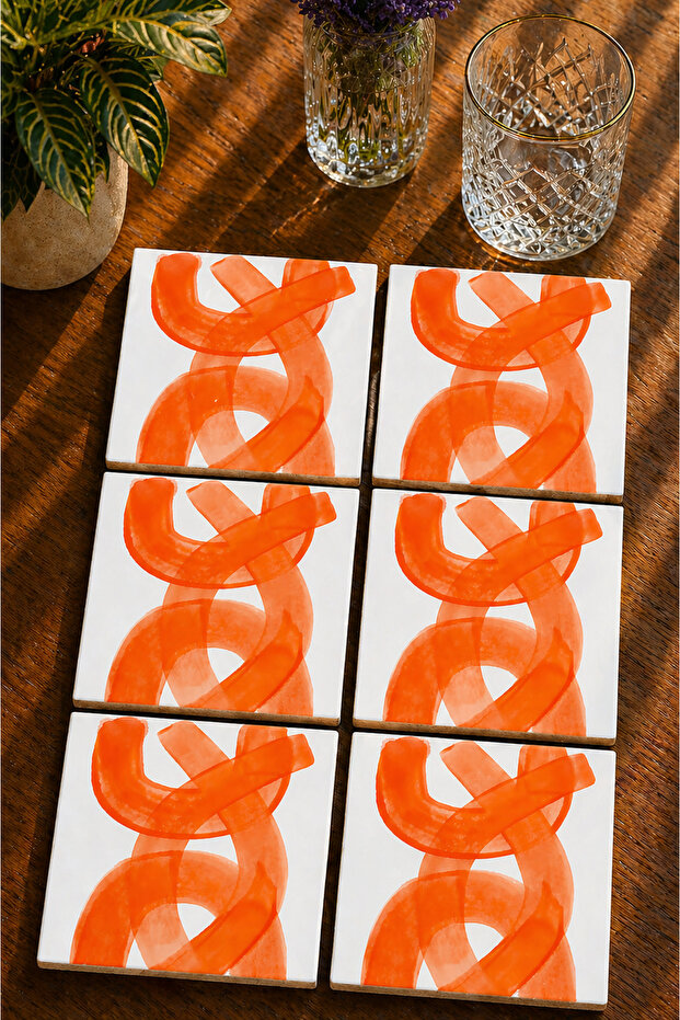 Abstract Design Set of 6 Coasters - Uv Printing Mdf - 10X10 cm