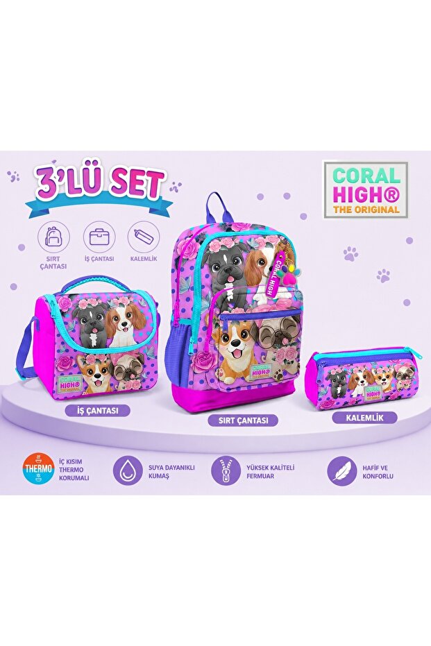 Pink Dog Patterned Backpack 23750+ Pen Holder 22050+ Nutrition 11750