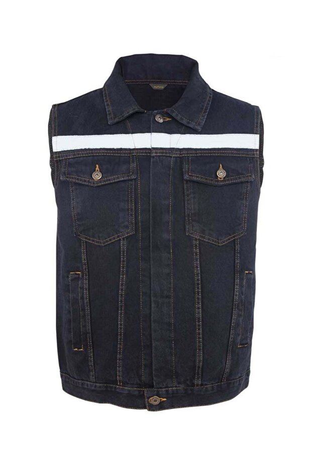 My form sona multi-pocket 12 ounce denim vest-black