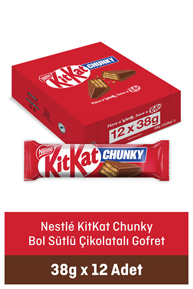 Nestle Nestlé KitKat Chunky Bol Sütlü Çikolatalı Gofret 38 g X12 ADET