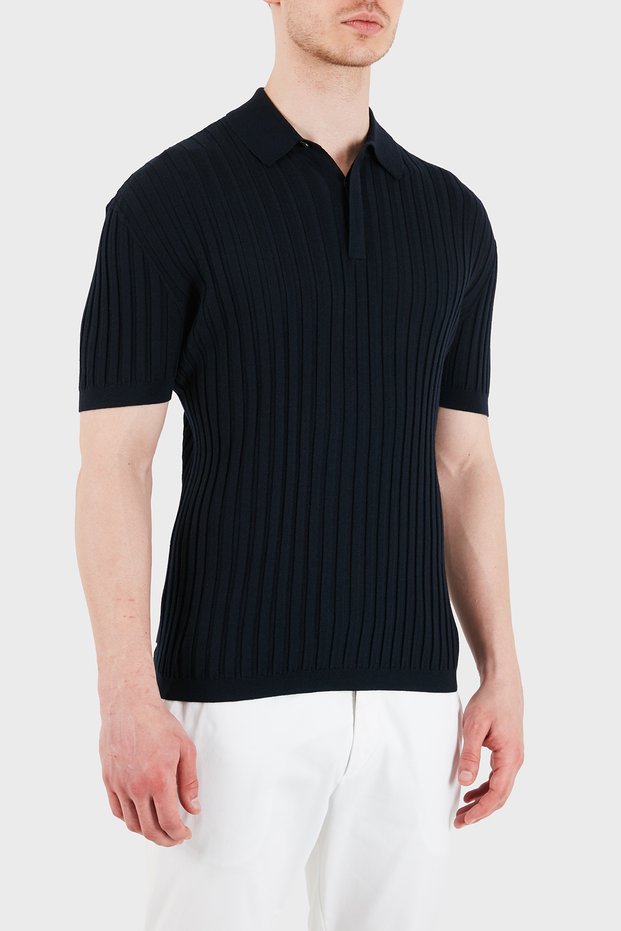100% Wool Slim Fit Short Sleeve Buttoned Polo Collar Sweater Men's Polo Collar Sweater Em004389
