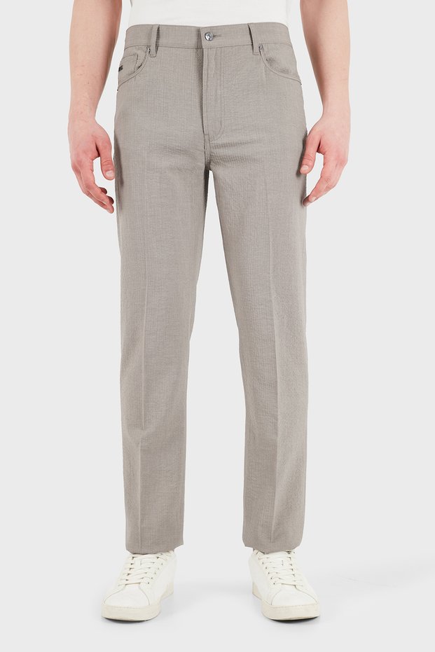 Straight Fit Normal Waist Straight Leg Trousers Men's Pants Em000763 Af13674 U6161
