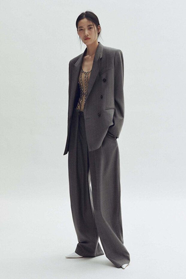 Double-breasted wool blazer - 1