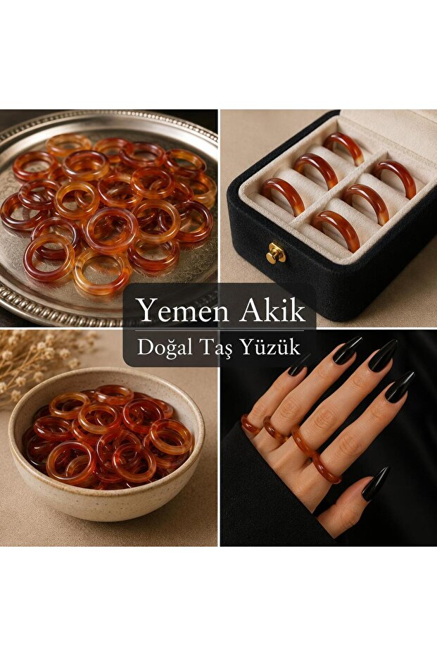 خاتم من حجر العقيق الطبيعي اليمني