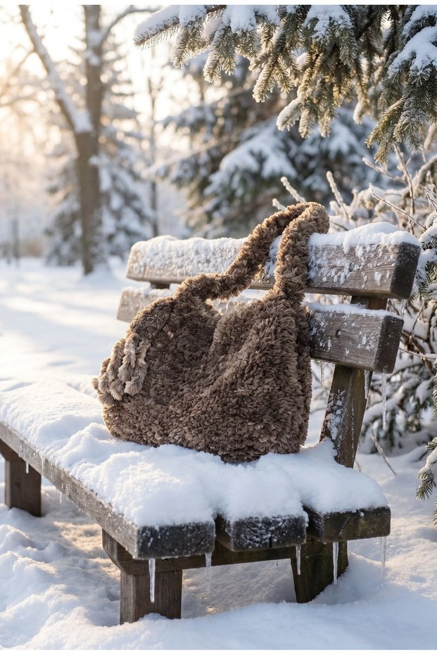 The Hottest Winter Detail: Hand-Knitted Velvet Plush Bag