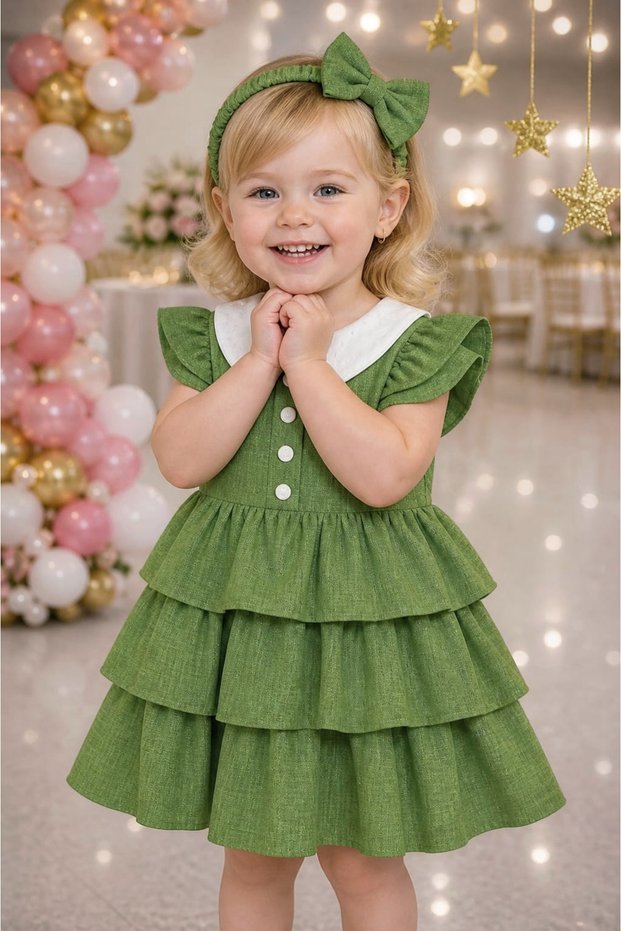 264 Girls' Stylish Ruffle Detailed Dress