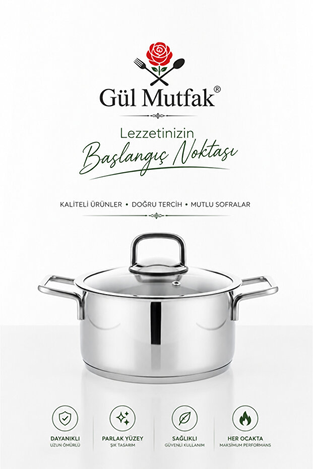 Glass Lid and Base Steel Pot 20 cm 2.9 Lt