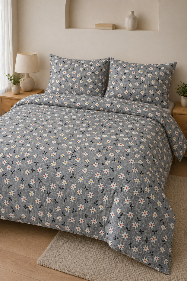 Softline Series | Ranforce Double Bed Sheet Duvet Cover Set 200X220 cm & Floral