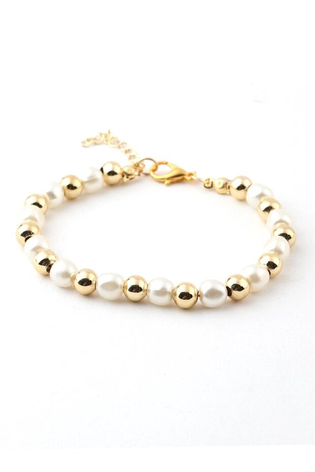 Vip Design Brass(Bronze) Non-Tarnish-Antiallergic Adjustable Pearl Bracelet
