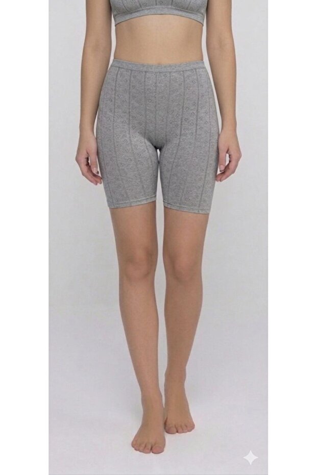 6 Pieces Women's Plus Size Jacquard (Transfer Printed) Above-Knee Short Leggings 90% Cotton 10% Elastane