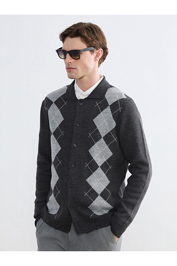Southblue Standard Pattern Diamond Pattern Men's Knitwear Cardigan