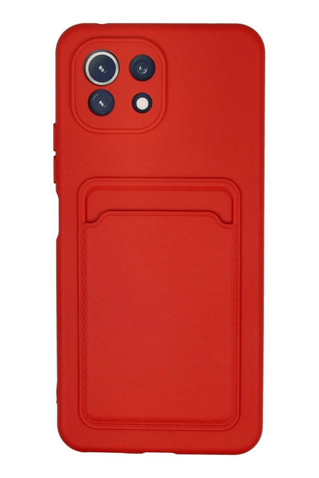 Ilkeshop New Mi 11 Lite Case Kelvin Silicone with Business Card Holder (170354) - Red