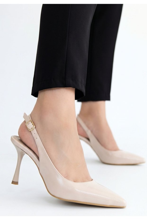 Women's Heeled Shoes Beige Skin Classic Stylish Kentay