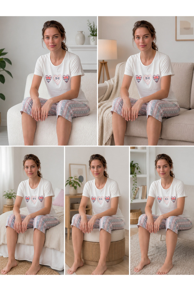 Women's Capri Pajama Set Heart