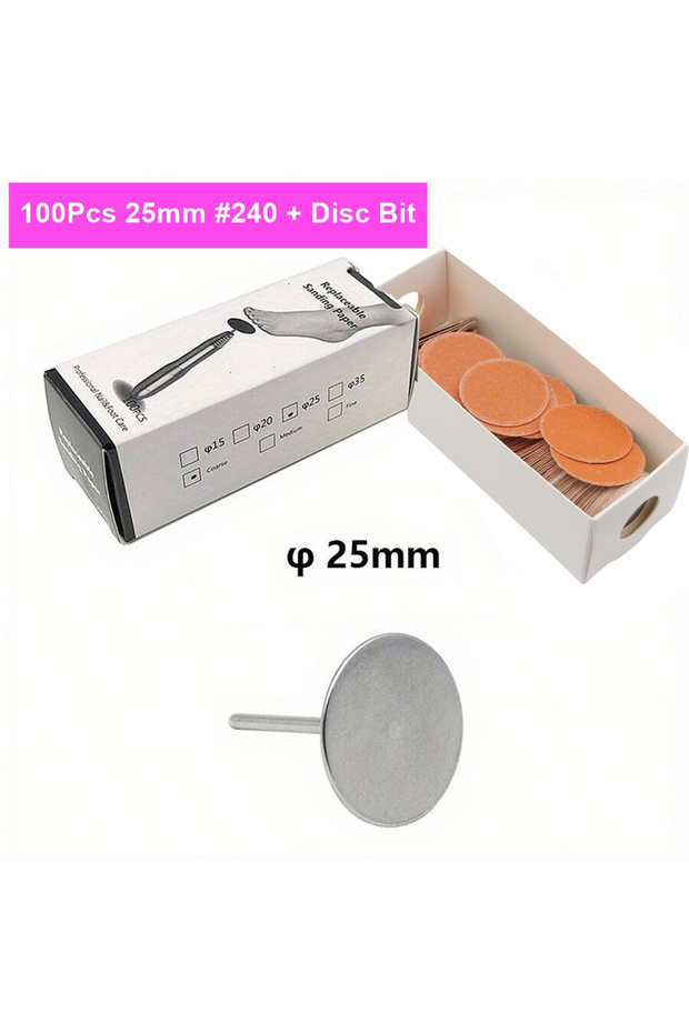 Fine 100pcs/Box Colorful 25mm Sanding paper with Metal shaft Foot File Callus Remover Replacement Sa