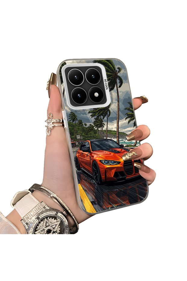 Xiaomi 15t 5g Compatible Silicone Edge Hard Back Anti-Fall Phone Case Sports Car Patterned