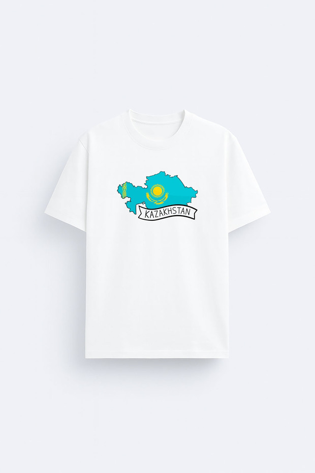 Kazakhstan Printed Crew Neck Black T-Shirt