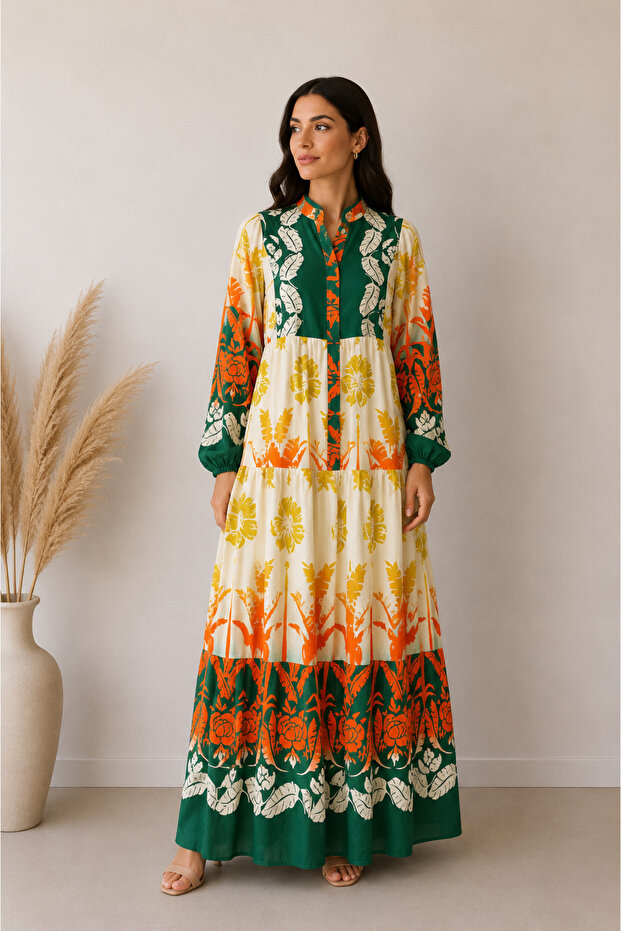 Women's 100% Viscose Patterned Oversize Summer Viscose Dress