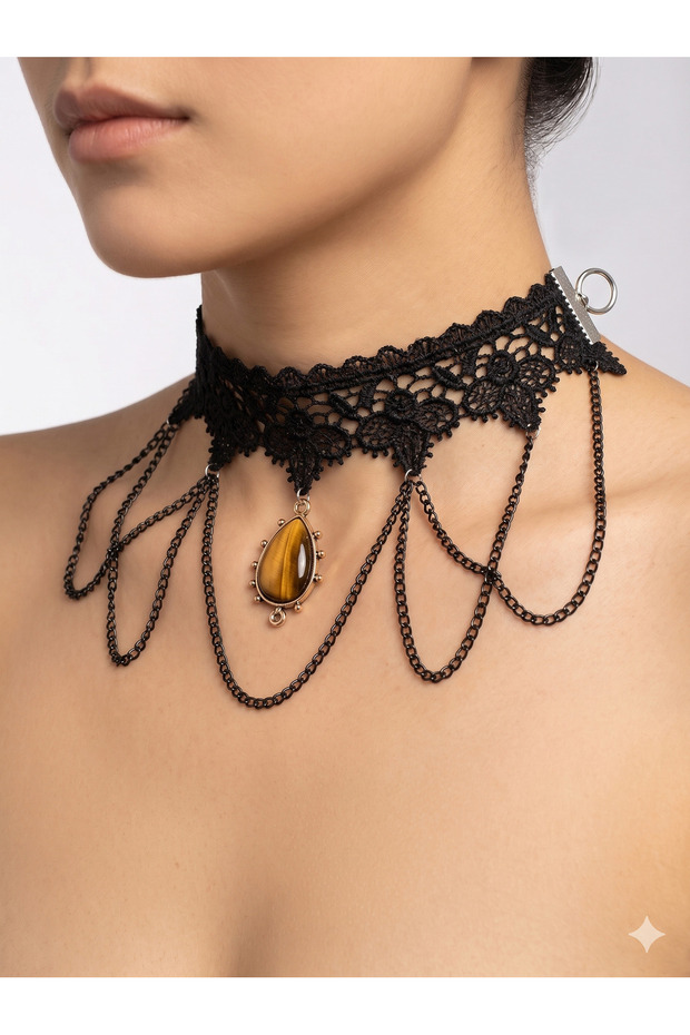 Victoria Still Gothic Neck Accessory - Special Necklace Design Black
