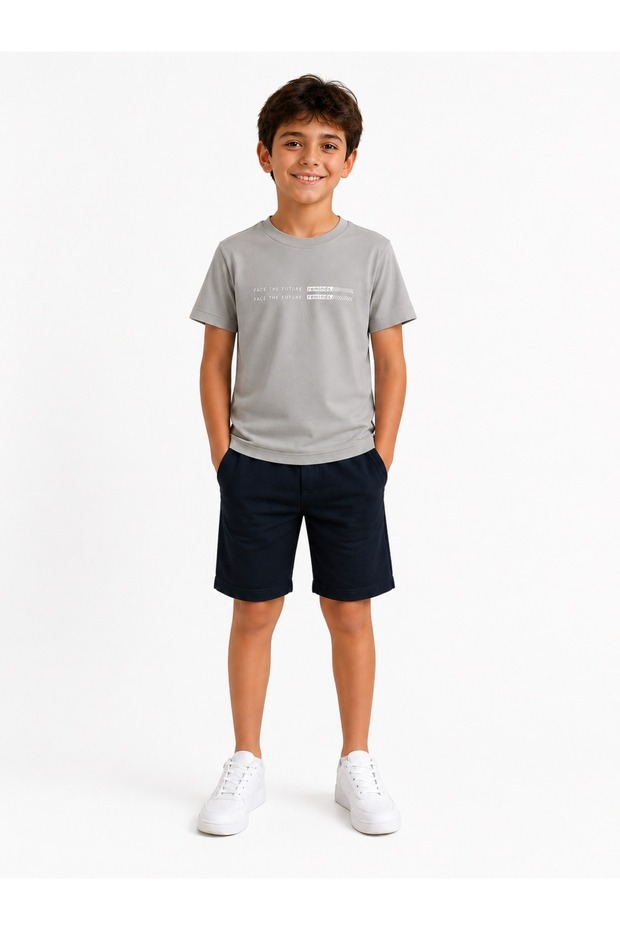 Tanem 16005-26 Boy's Printed Basic T-Shirt Comfortable Fit Daily Cotton T-Shirt