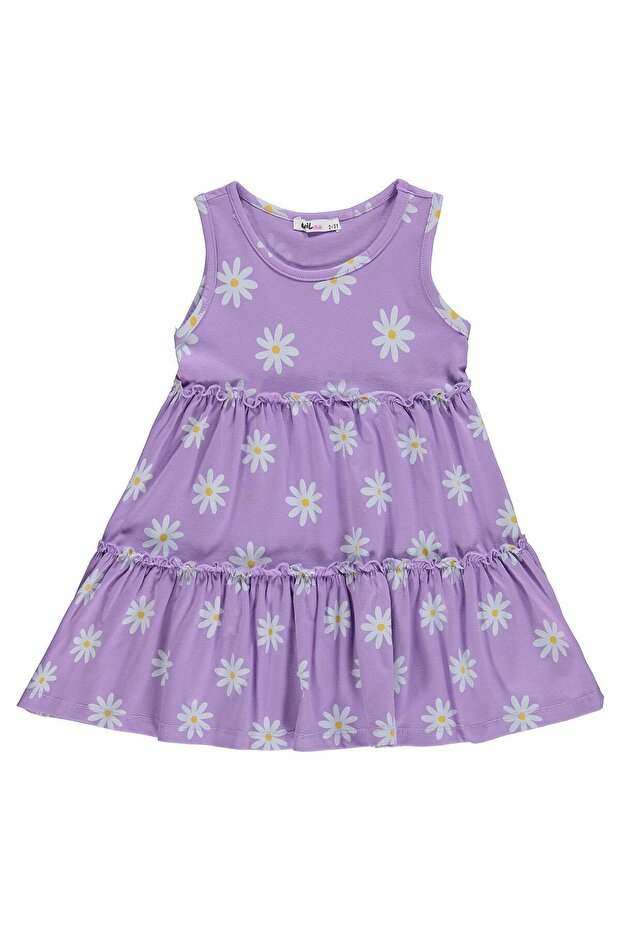 Daisy Patterned Dress for 2-5 Years - Lilac