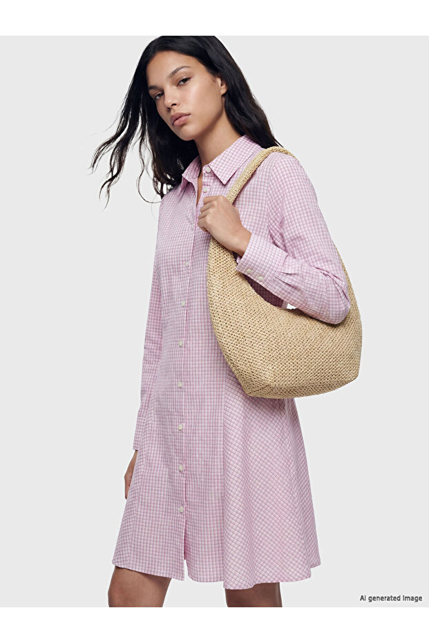 Plaid A-Line Mini Shirt Dress