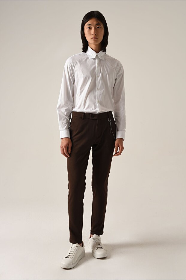 Slim Fit Fabric Trousers