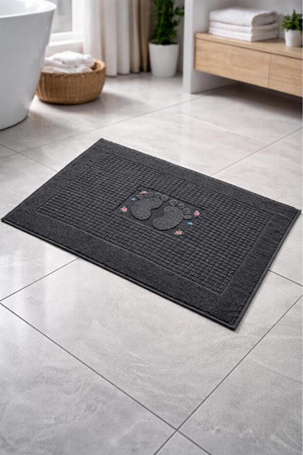Güldestan Embroidered Foot Towel Anthracite