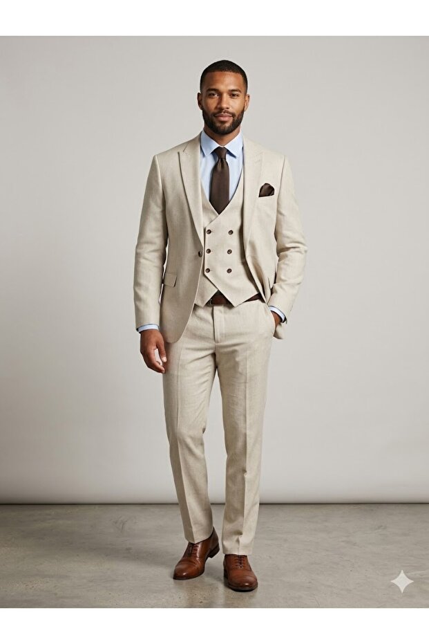 Adimo Men's Slim Fit Groom Suit with Vest 718K190