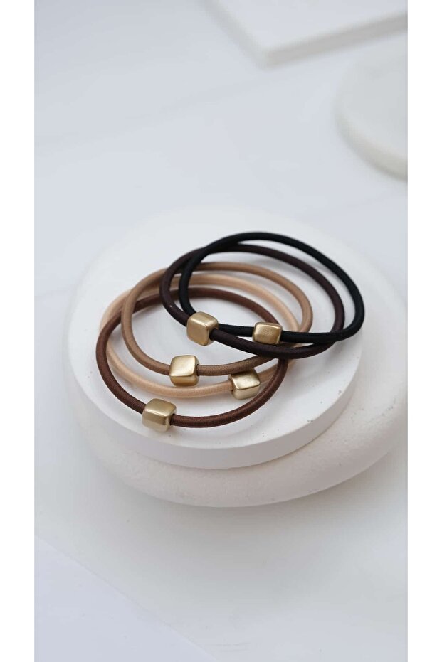Gold Cube Detail 5-Piece Rubber Buckle Set