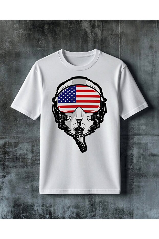 Pilot American Flag Printed Oversize T-Shirt
