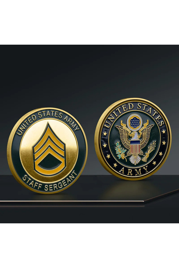 Gold New Army Armed Staff Sergeant Gold Plated Commemorative Coins Armored Force Collection Coins Ho