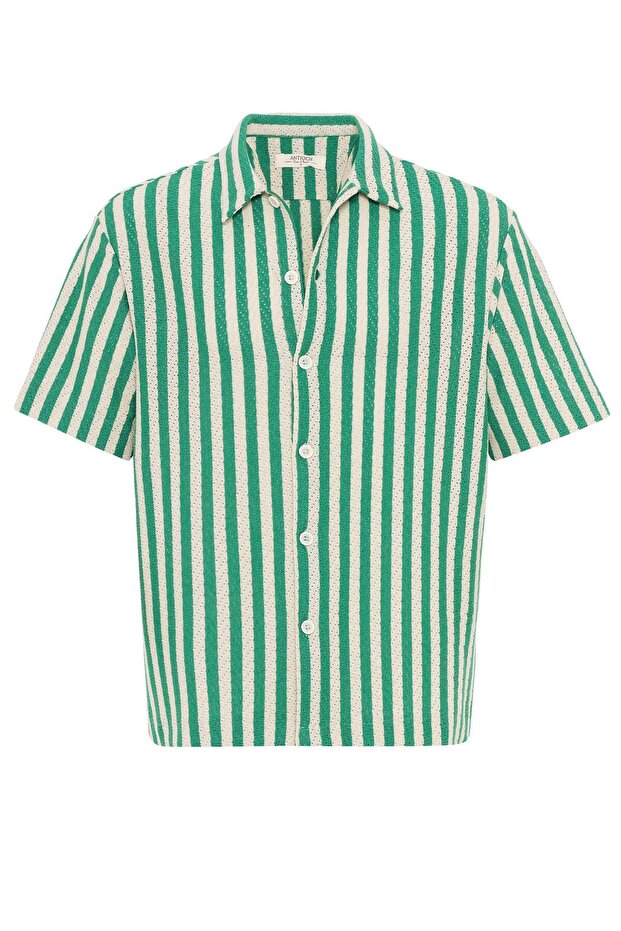 Oversize Openwork Striped Men's Shirt