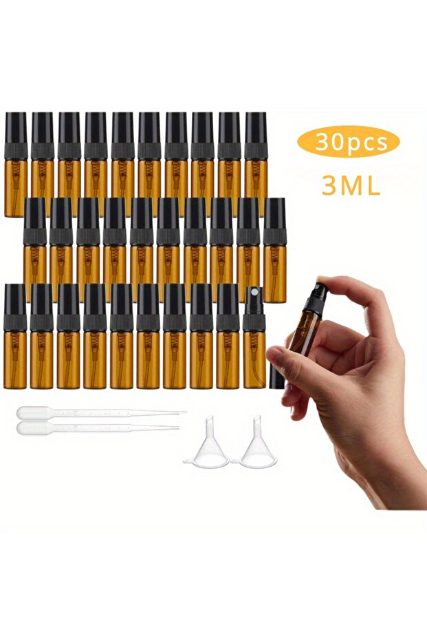 Glass 30pcs 3ml 30pcs Perfume Bottle Spray 3ml/5ml/10ml Empty Perfume Atomizer Refillable with 4 Acc