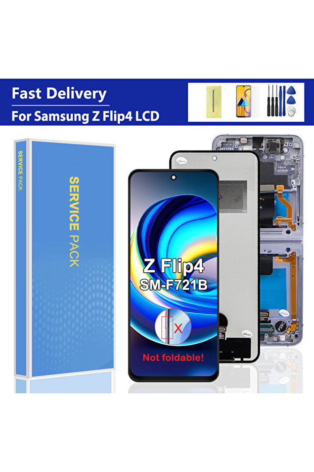 شاشة LCD سوداء بدون إطار لـ Z Flip 4 5G F721B F721W بجودة TFT مع إطار وشاشة لمس رقمية