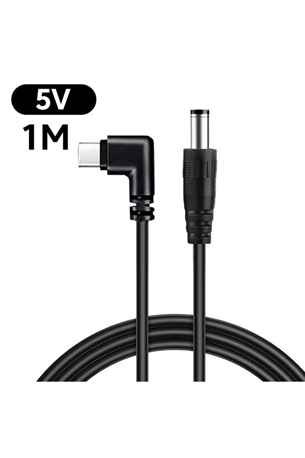 1 متر 5 فولت 90 ° كابل USB نوع C إلى DC 5.5x2.5 مم بزاوية 90 درجة مع مشغل PD، كابل شحن معزز PD بقوة 3 أمبير 5/9/12/15/20 فولت