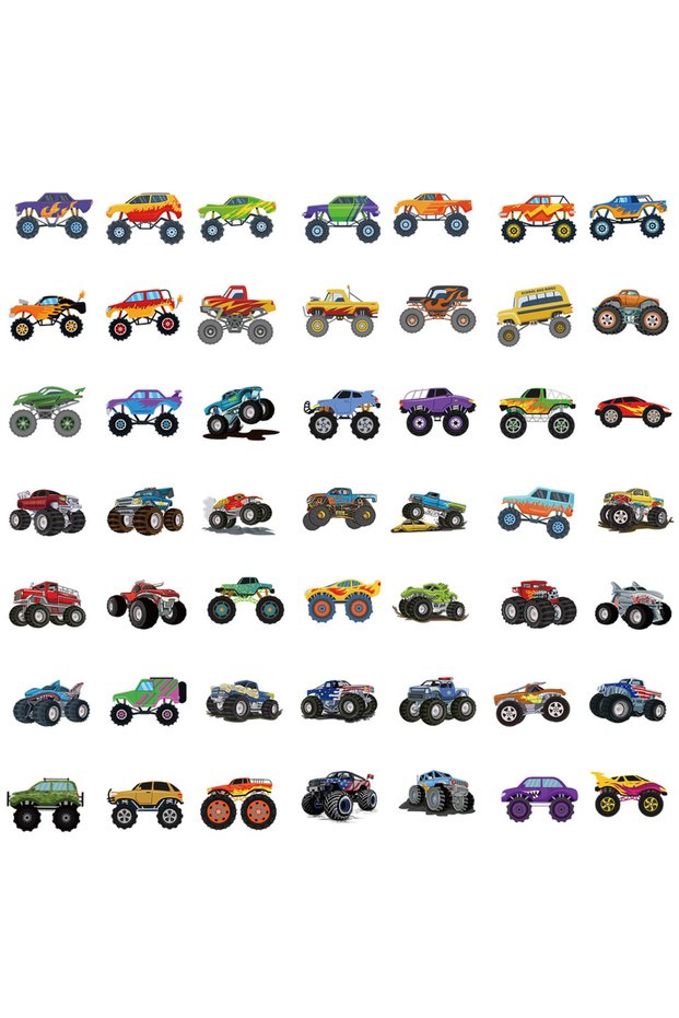 50PCS 50/100PCS Monster Truck Graffiti Stickers Laptop Phone Decorative Stickers Waterproof Station