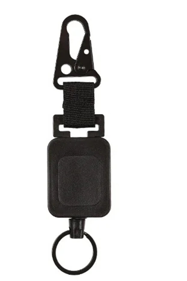 Black Retractable Steel Wire Hook - Heavy Duty Clip for MOLLE Backpack/Climbing/Fishing, 60cm Spring