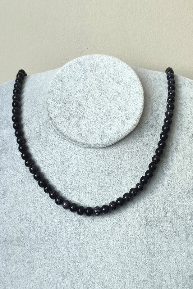 Certified 6 mm Dark Blue Star Natural Stone Necklace