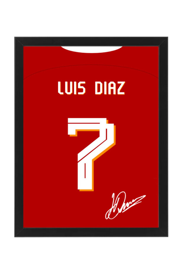 Luis Diaz Liverpool Autographed Jersey Poster with Frame 30x40cm