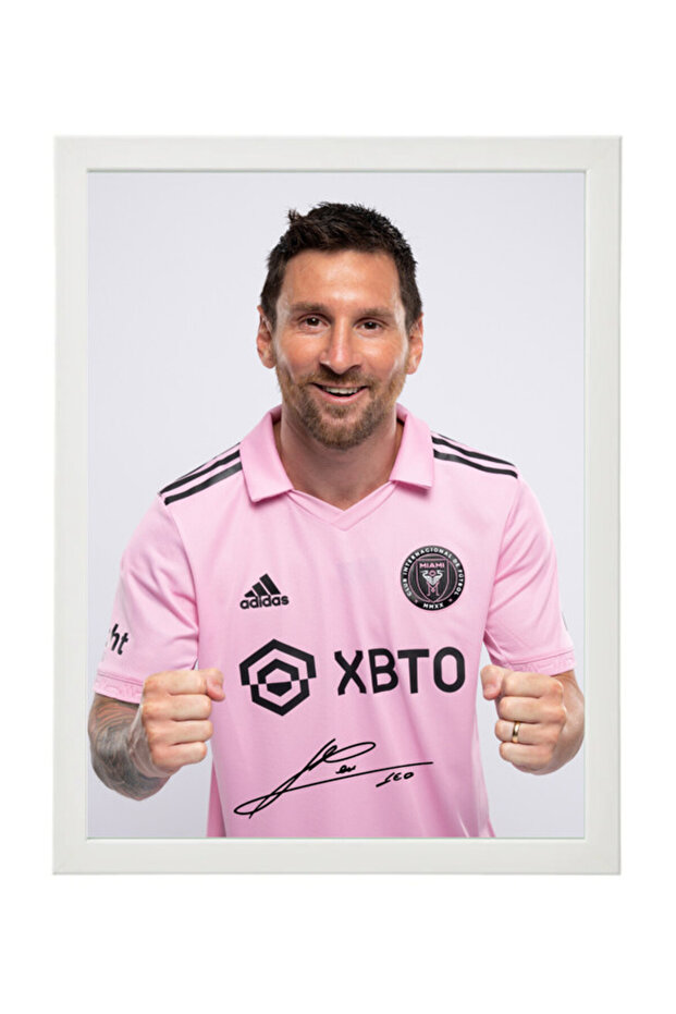 Messi Inter Miami CF Autographed Poster with Frame 30x40cm