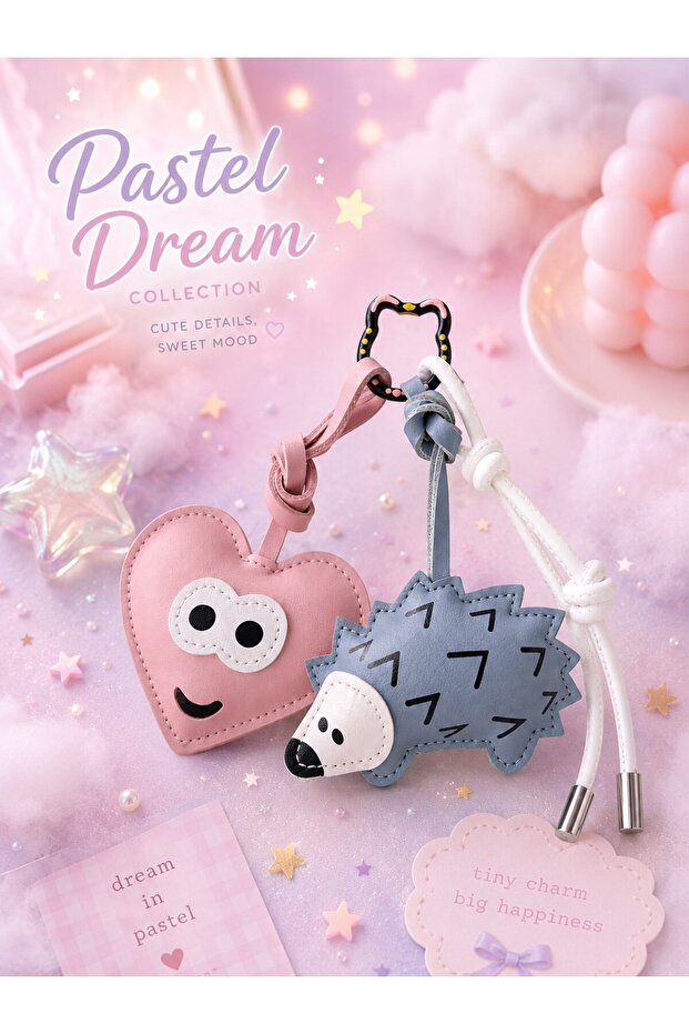 Set of 3 Cute Forest Friends Charm Set – Bag & Keychain Accessory - Cat Hook