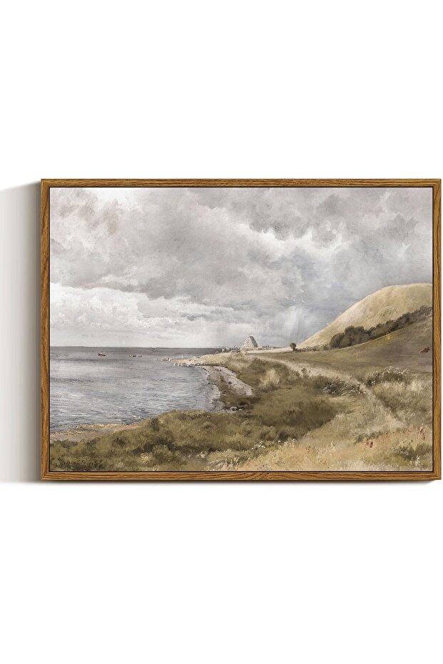 Coastal Nature Scenic Canvas Decor with Outer Frame for Office 40x60 cm