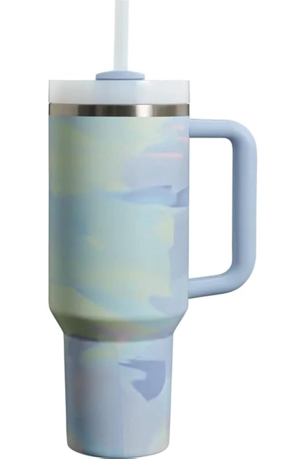 QUENCH Cup Stainless Steel Vacuum Insulated Tumbler with Lid and Straw for Water, Iced Tea or Coffee, Smoothie and More, Tye Dye Blue, 40 oz