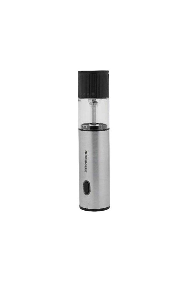 Rechargeable Salt & Pepper Grinder OMSPG7072 – Automatic, Adjustable Coarseness, One-Hand Operation, USB Type-C Rechargeable, Black & Silver